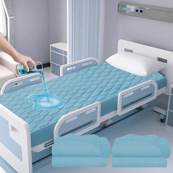 Waterproof Hospital Mattress Cover Protector Bed Sheet 36" x 80" x 9" Hospital Grade Incontinence Protection, Breathable Fabric for Elderly, Adults Machine Washable