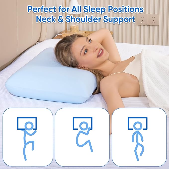 Memory Foam Pillows, Breathable Cooling Pillow, Patented Ergonomic Cervical Pillow for Neck Pain Relief, Soft Bed Pillow for Side, Back and Stomach Sleepers