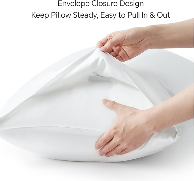 BEDELITE King Size Pillow Cases Set of 2, Rayon Derived from Bamboo, Cooling Pillow Cases for Hot Sleepers & Night Sweats, Breathable and Silky Soft Envelope Pillowcases(White, 20"x40")