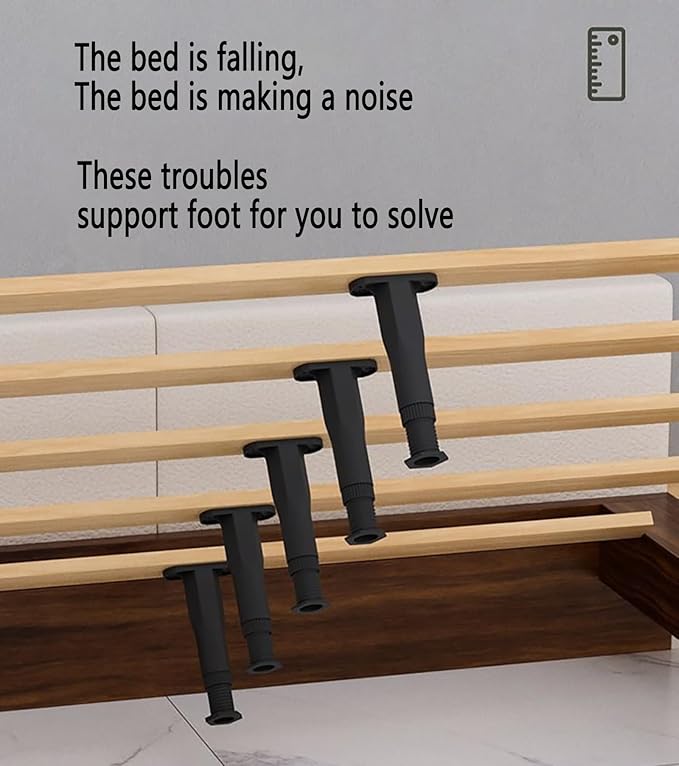 Adjustable Bed Legs 4-Pack - ABS Plastic 6"-11" Furniture Support Legs for Bed Frame/Sofa/Table, Heavy Duty Center Support with Non-Slip Base