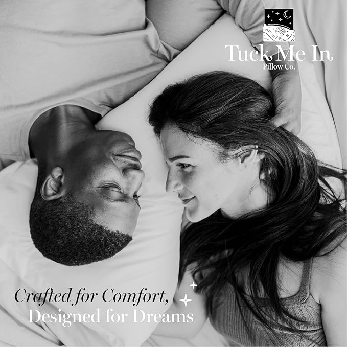 Houseify Tuck Me in Pillow Co. Down Alternative Pillows - Queen Sized Hypoallergenic Pillows, Set of 2 - Premium, Breathable Pillow for Side Sleepers and Back Sleepers