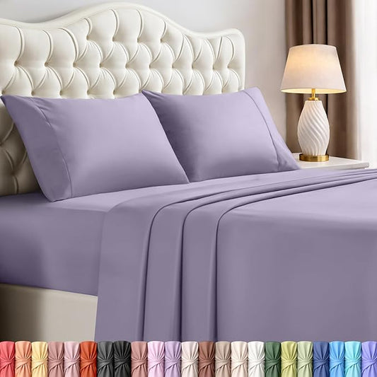 Utopia Bedding King Size Sheet Set – 4 Piece Bed Sheets, Soft and Breathable Microfiber, Includes 1 Fitted Sheet, 1 Flat Sheet and 2 Pillowcases – Oeko Tex (Lavender)