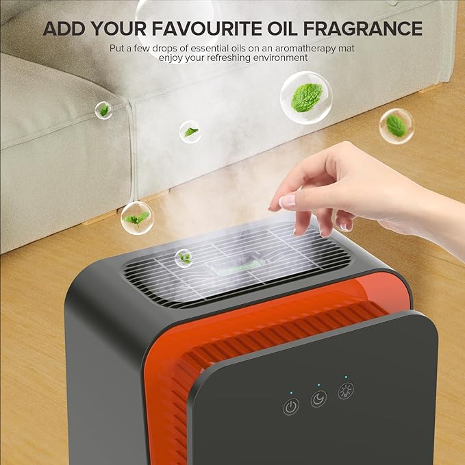 Dehumidifier for Home,1000 sq.ft Dehumidifier for Basement Bathroom Bedroom with Auto Shut Off, Built-in Aromatherapy Diffuser,7 Colors LED Light, Quiet Dehumidifiers with Sleep Mode(CS08-Black)
