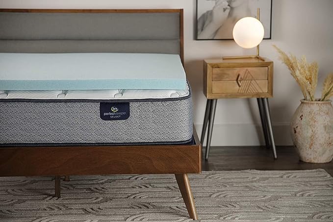 Serta ThermaGel Cooling, Pressure-Relieving Memory Foam Mattress Topper, 2 Inch, King, Made in The USA