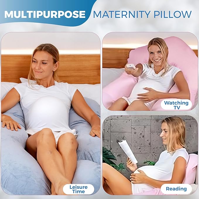 PILLANI Pregnancy Pillows for Sleeping - V C U Shaped Full Body Pillow with Removable Cover, 57inch Cooling Maternity Pillow for Pregnant Women, Support for Back Belly Legs Hip - Pregnancy Must Haves