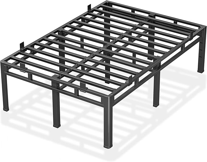 ROIL 20 Inch Full Size Bed Frame, Metal Bed Frame & Box Spring 2 in 1 Platform with Round Corner Legs, 4000LBS Double Layer Bed Frame with Headboard Holes Mattress Baffles, Noise-Free Easy Assembly