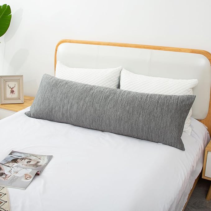 1 MIDDLE ONE Body Pillow, Cooling Memory Foam Body Pillows for Adults Sleeping, Long Pillow for Bed, Big Large Firm Full Body Pillow for Side Sleeper, 20x54 Inch, Cooling Grey