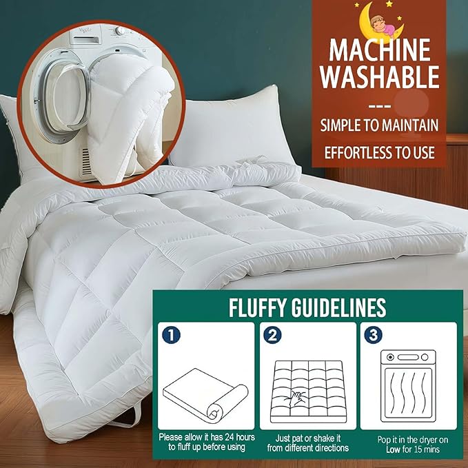 Luxury Hotel Sellected 3 Inch Mattress Topper, Goose-Down-Like Fiber Mattress Topper for Any Season Any Room, Ultra Fluffy and Long-Lasting, Durable, 4 Elastic Bands, Twin
