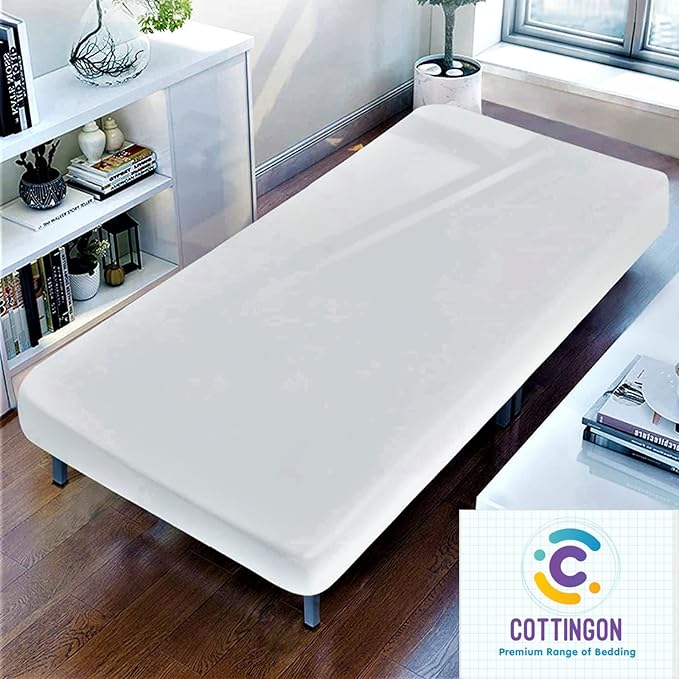 Cot Size 33" x 75" Fitted Sheet, 100% Egyptian Cotton, Perfect for Camp Bunk Beds/RVs/Guest Beds/Army Cots/Replacement Mattress (White)