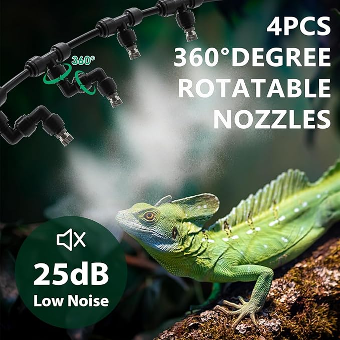MECESOR Automatic Reptile Mister Humidifier with Timer,Programmable Terrarium Reptile Mister System for Chameleons, Snakes,Frogs,Turtles & Lizards - Smart Spray Control