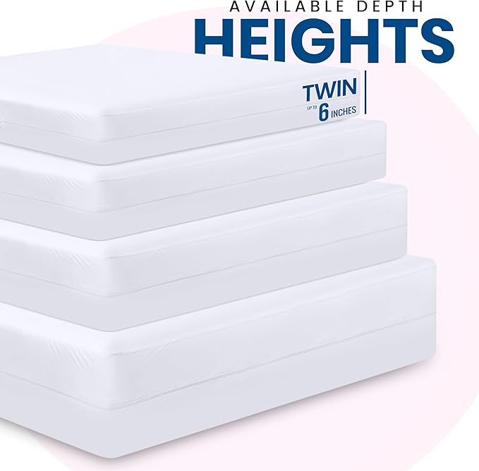 Utopia Bedding Premium Waterproof Bed Bug Mattress Cover, Twin Zippered Mattress Protector, 6 Inches Deep, Dust Mite Proof 6-Sided Mattress Encasement for Bed (Pack of 10)