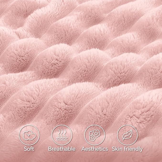BEDELITE Fluffy Faux Fur Body Pillow Cover with Zipper, Luxury Plush 3D Striped Pillow Cover 20x54 Inches, Super Soft and Cozy Long Body Pillow Pillowcase for Bed Sofa Couch Room Decor(Pink)