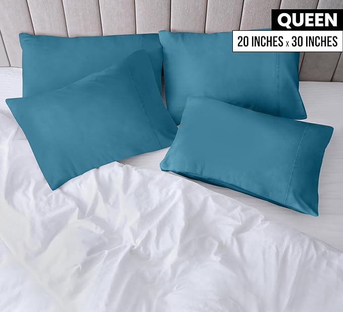 Utopia Bedding Queen Pillow Cases - 4 Pack - Envelope Closure - Soft Brushed Microfiber Fabric - Shrinkage and Fade Resistant Pillow Covers Queen Size 20 X 30 Inches (Queen, Denim Blue)