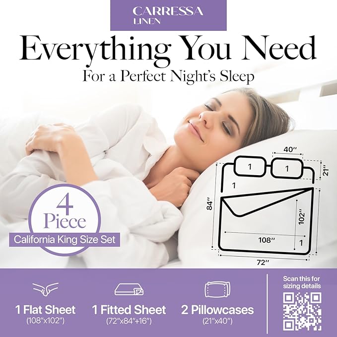 Carressa Linen California King Egyptian Cotton Sheet Sets - 600 Series Hydrangeas Collection Cal King Cotton Sheet Set (4 PC, Light Blue),16" Deep Pocket Sateen Weave Luxury Hotel Bed Sheets