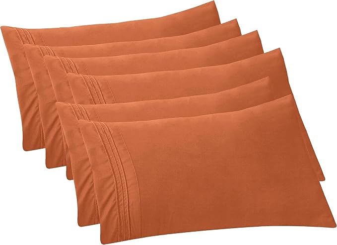 Elegant Comfort 6-Pack Solid Pillowcases 1500 Premium Hotel Quality Microfiber - Smooth Weave, Wrinkle and Fade Resistant, Easy Slip-On, 6-Piece Set, King Pillowcase, Coral