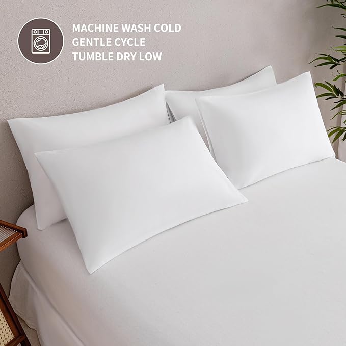 MINIPANDA White Pillow Cases Standard Size Set of 4 - Super Soft, Smooth and Breathable Standard Pillow Cases- Envelope Design - Machine Washable Lightweight (20X26 Inches (4 Piece))