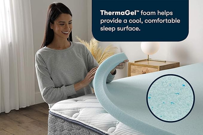 Serta ThermaGel Cooling, Pressure-Relieving Memory Foam Mattress Topper, 2 Inch, King, Made in The USA