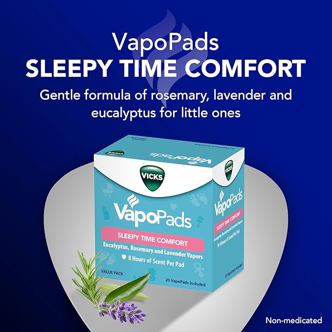 Vicks VapoPads Sleepy Time Comfort - Vapor Pads Refill Humidifiers and Steam Inhalers - Rosemary, Lavender, and Eucalyptus, 40-Pack, Box Color May Vary