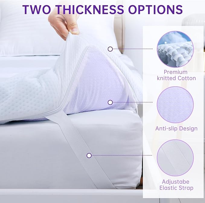 MUXHOMO 3 Inch 7-Zone Queen Mattress Topper, Egg Crate Memory Foam Mattress Topper Queen Size for Back Pain, Lavender Cooling Gel Infused Bed Pad, CertiPUR-US and Oeko-TEX Certification (60"×80")