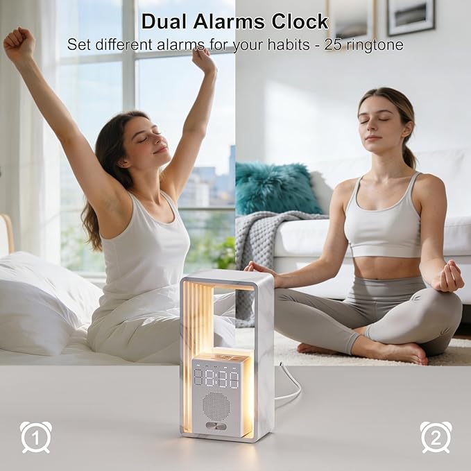 Hensam Sunrise Alarm Clock Wake Up Light with Snooze & Timer, 20 White Noise Sleep Sounds Machine, Dimmable Bedside Night Light for Bedroom, Ideal Gift for Kids, Adults,Heavy Sleepers