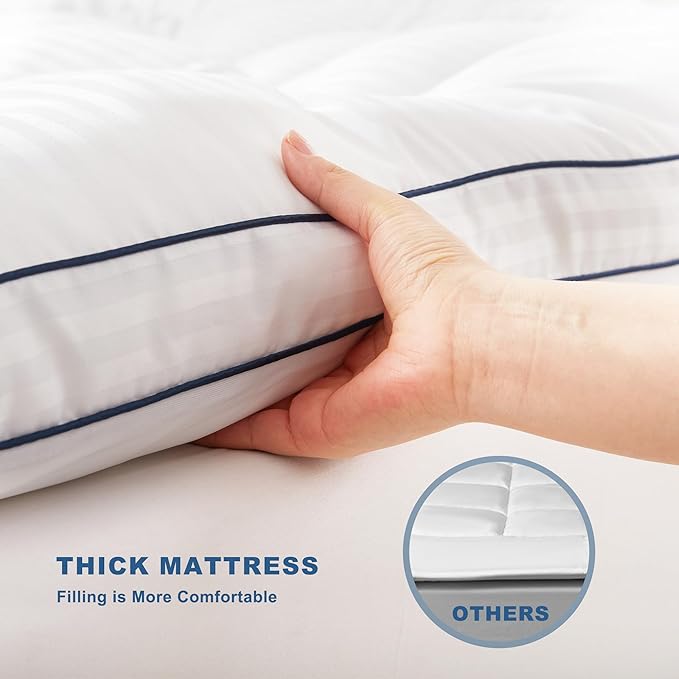 BEDLORE King Mattress Topper, Thick Pillow Top Pad for Back Pain Relief, Cooling Soft Mattress Cover with Deep Pockets 6-18 inch