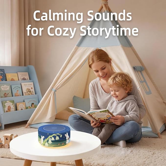 Kipcush White Noise Machine - Soft Non-Glare Nursery Lamp, 30 Soothing Sounds, 8 Color Lights, Max 8-Hour Timer for Baby & Adults