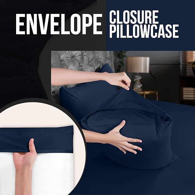 Utopia Bedding Queen Pillow Cases - 12 Pack - Envelope Closure - Soft Brushed Microfiber Fabric - Shrinkage and Fade Resistant Pillow Covers Queen Size 20 X 30 Inches (Queen, Navy)