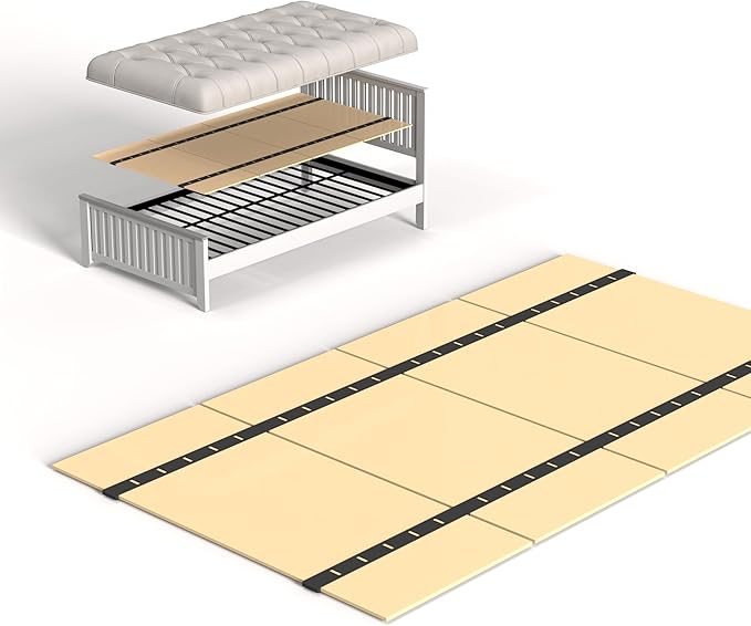 Heavy Duty Thick Folding Box Spring, Mattress Supporting Wood Floor, Foldable Box Spring, Bed Support Slats, 57"x80"