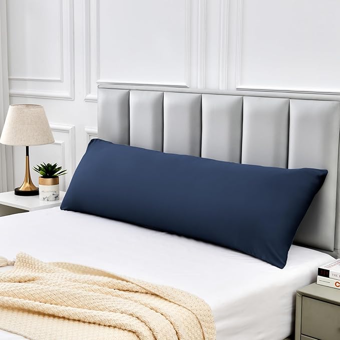 Warmstar Cotton Body Pillow Cover 1 Pack, 600 Thread Count Body Pillow case 20"x54", Long Body Pillow Case Cover Soft Breathable with Envelope Closure,Navy Blue