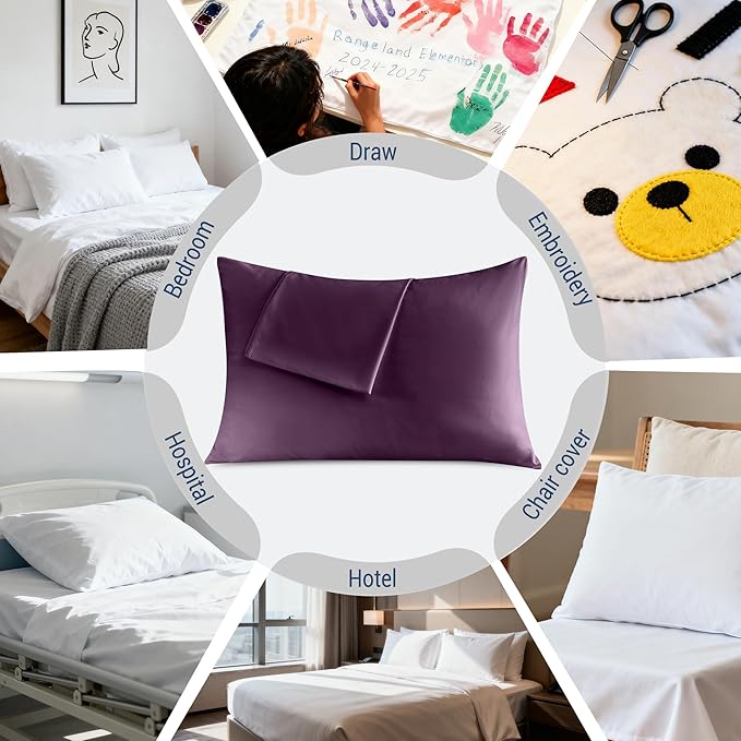 Pillowcases King 4 Pack, 20x36 Pillow Cases with Envelope Closure, Soft Plain Brushed Microfiber Covers Breathable Wrinkle-Resistant, Dark Purple