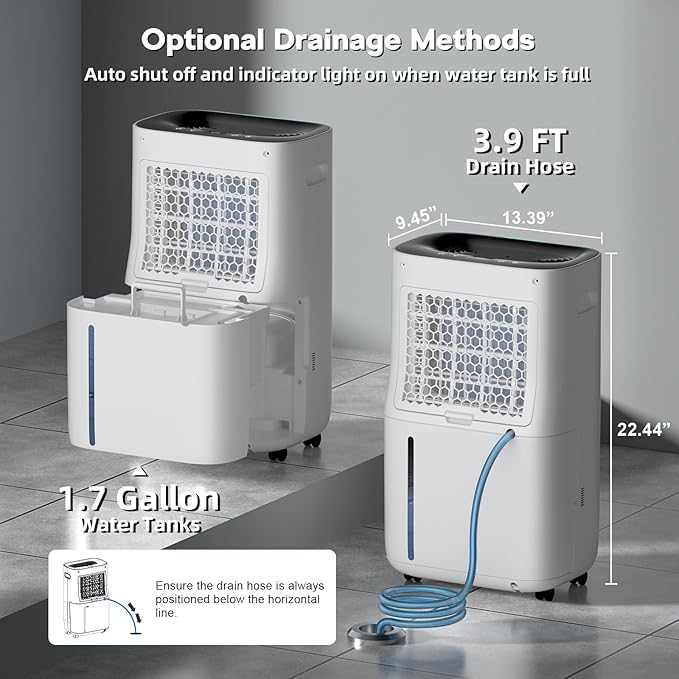 Ludatido 2025 Upgraded Dehumidifier, 80 Pint/Day, 5000 Sq.Ft for Whole Home & Basement, 1.72 Gal Tank, 42dB Quiet, Child Lock, Sleep/Fan/Dry Modes, 24H Timer & Auto Continuous Drain