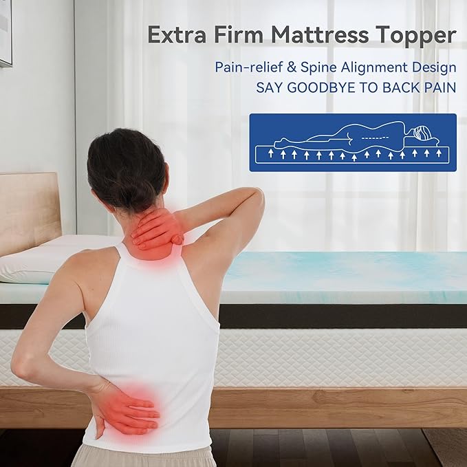 Firm to Extra Firm Mattress Topper Queen Size 3 Inch, Pain Relieving Foam Bed Topper for Extra Support, Gel Memory Foam&High-Density Foam Mattress Pad, CertiPUR-US Certified