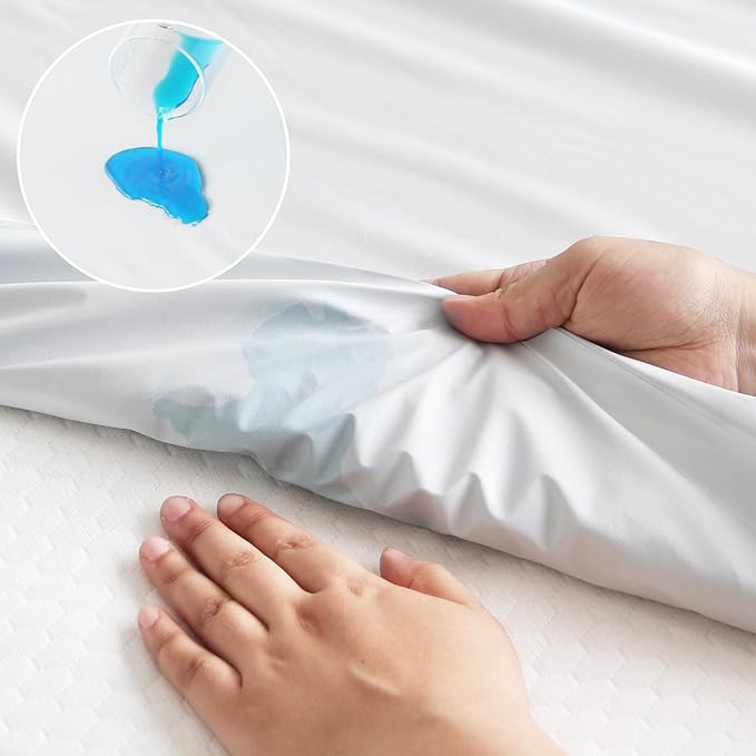 2 Pack Full Size Mattress Protector Waterproof Cover, Waterproof Bed Full Fitted Sheet Only, Machine Washable 14" Deep Pocket Mattress Covers for Double Bed, White