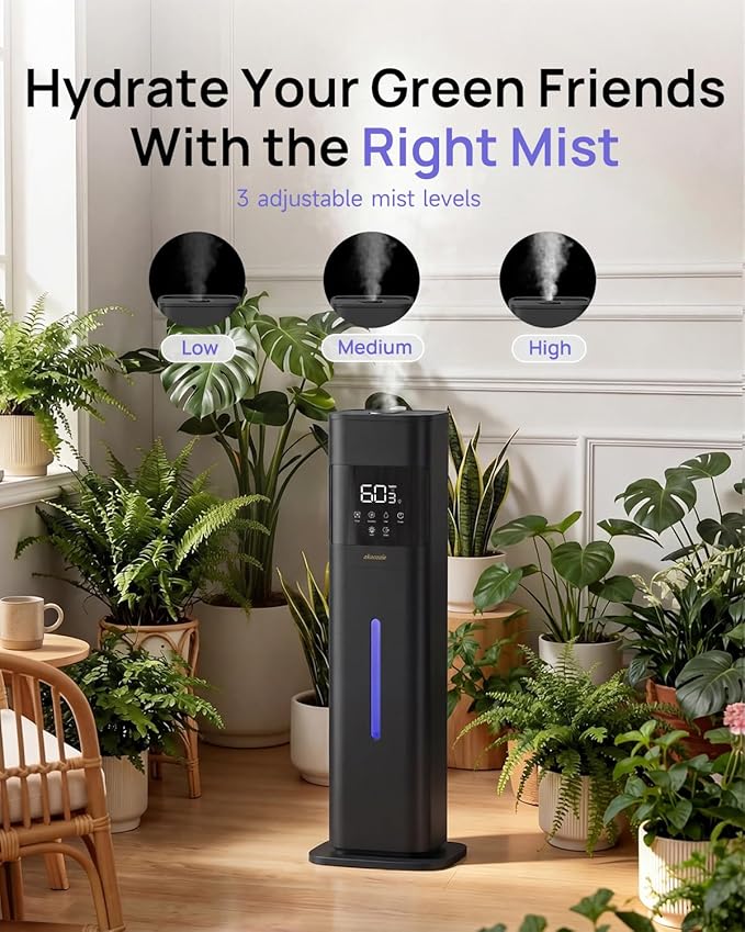 Humidifier Large Room, 2.1Gal/8L Cool Mist Humidifiers for Bedroom 500 sq ft, Humidifiers for Home with Essential Oil Diffuser, Top Fill Quiet Humidifier for Baby Nursery Office Plants, Black
