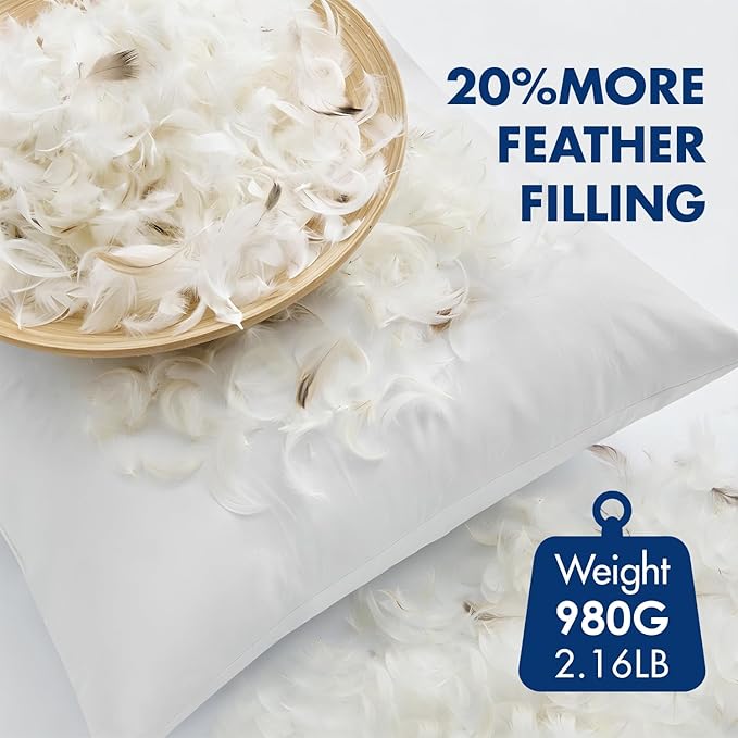 MIULEE Pack of 4 20x20 Pillow Inserts, Premium Feather and Down Decorative Throw Pillows, Fluffy and Choppable, Cotton Fabric for Sofa Bed Couch
