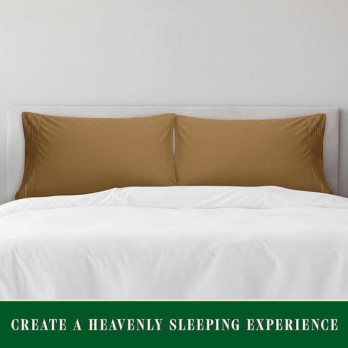 Elegant Comfort Luxury Ultra-Soft 2-Piece Pillowcase Set - 1500 Premium Hotel Quality Microfiber Double Brushed - Wrinkle Resistant, King Size, Mocha Chocolate