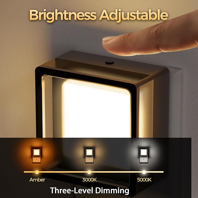 DORESshop LED Night Light, Night Lights Plug Into Wall [2 Pack] with Dusk-to-Dawn Sensor, Dimmable Nightlights, Adjustable Brightness for Bathroom, Hallway, Bedroom,Kids Room,Stairway,3CCT