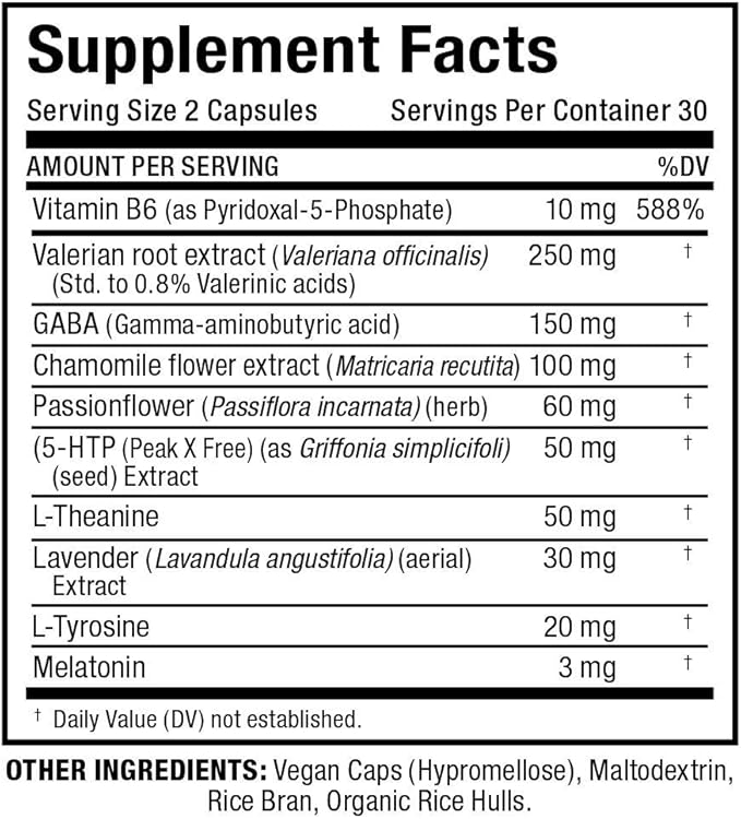 ALLMAX Lights Out Sleep - 60 Capsules - Promotes Rest & Relaxation - with Vitamin B6, L-Theanine, Chamomile & Melatonin - 30 Servings
