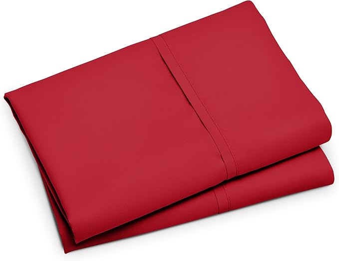 Bare Home Microfiber Pillow Cases - Standard/Queen Size Set of 2 - Cooling Pillowcases - Double Brushed - Red Pillowcases 2 Pack - Easy Care (Standard Pillowcase Set of 2, Red)