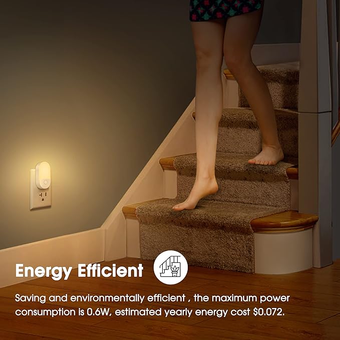 L LOHAS LED Night Lights Plug into Wall, [2 Pack] LED Dimmable Night Light with Light Sensors, 30/60LM Adjustable Brightness Nightlights, Soft White 3000K Automatic Night Light for Kid, Hallway