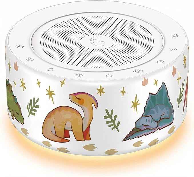 Kipcush White Noise Machine - Soft Non-Glare Nursery Lamp, 30 Soothing Sounds, 8 Color Lights, Max 8-Hour Timer for Baby & Adults