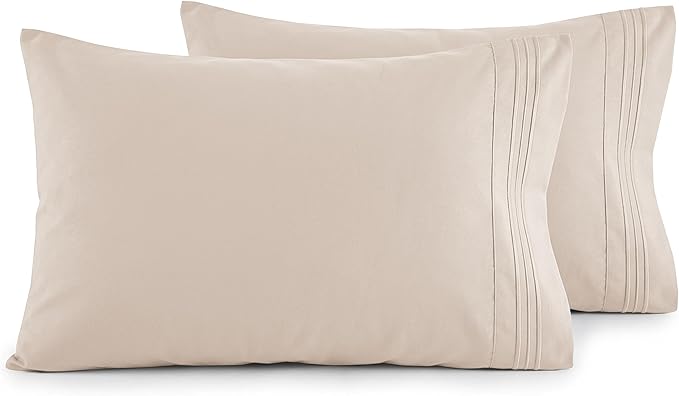 Elegant Comfort Luxury Ultra-Soft 2-Piece Pillowcase Set - 1500 Premium Hotel Quality Microfiber Double Brushed - Wrinkle Resistant, King, Cream
