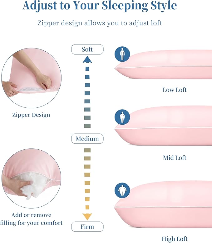 YZ HOME Memory Foam Body Pillow Insert - Full Body Pillow for Adults - Soft Large Long Bed Pillow for Side Sleeper (Pink, 20 Inchx54 Inch)