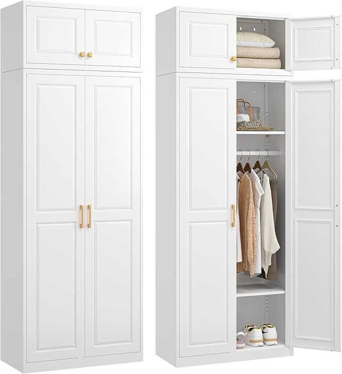 32" Metal Wall Cabinet 2 Doors,Black Hanging Cabinets with Handle,Metal Wardrobe Cabinets,Armoire Wardrobe Closet,Clothes Storage Cabinet for Bedroom,Laundry,Office Room