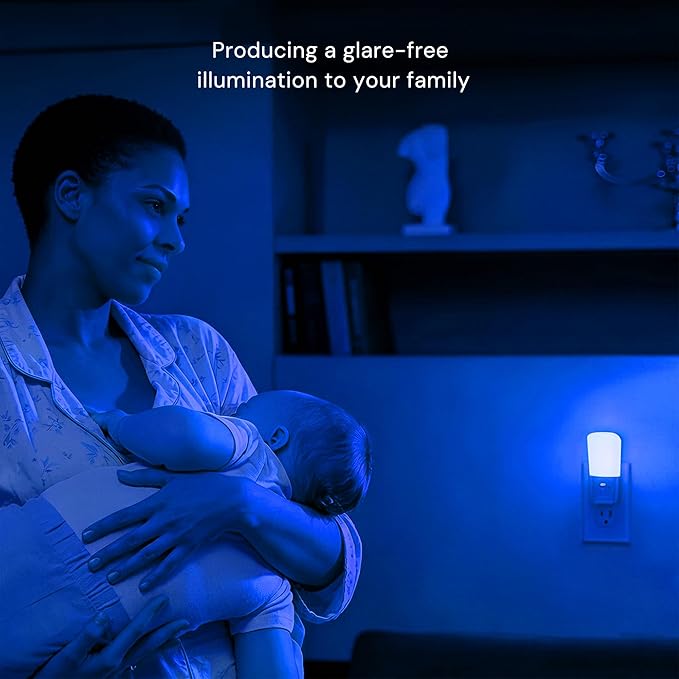 LOHAS-LED Blue Night Light Plug in, 2 Pack Dimmable LED Night Lights, Decorative Wall Blue Light, Dusk to Dawn Sensor, Adjustable Brightness for Kids Room, Hallway, Bathroom,Bedroom