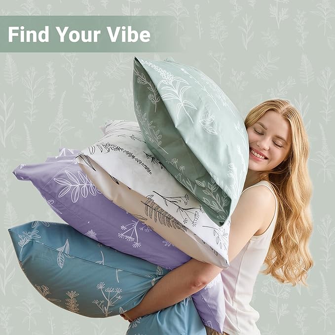 MUXHOMO Duvet Cover King Size, Reversible Floral Green Duvet Cover Set with Zipper Closure, 3 Pieces Botanical Patterns Soft Microfiber Bedding Set (90"x104", 2 Pillow Cases 20"×36")