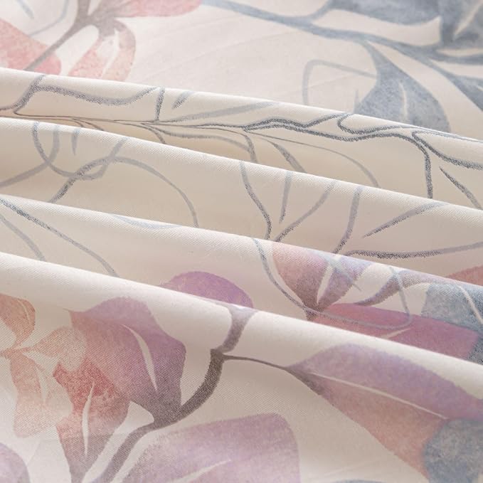 OAITE Duvet Cover Set Twin Size Floral Pattern Ultra Soft 100% Cotton Duvet Cover Sets 3-PC, Breathable Duvet Cover with Zipper Closure & Corner Ties(2 Pillow Shams,1 Duvet Cover)