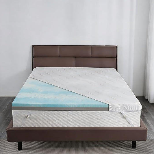 Extra Firm Mattress Topper Short Queen Size 3 Inch,Premium Cooling Gel+Bamboo High Density Mattress Topper with Removable Silk Cover, Bed Topper for Pain Relief,CertiPUR-US,74'' x 59''