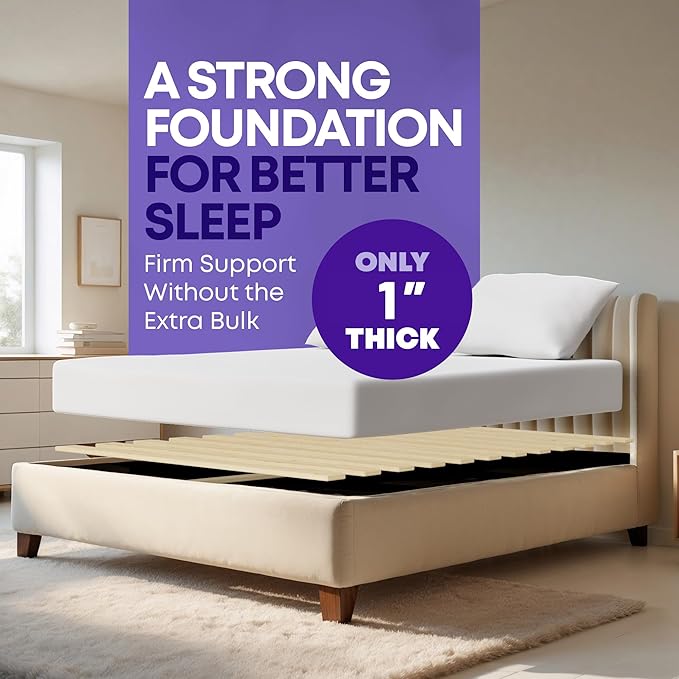 Greaton, 1-Inch Extra Heavy Duty Horizontal Wooden Bunkie Board/Bed Slats, 80.5" x 72"