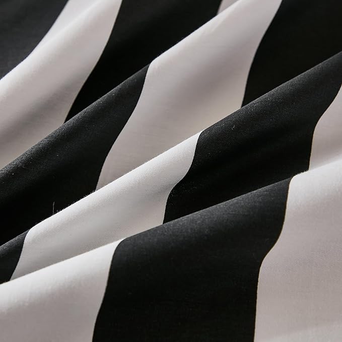 Merryword King Size Pillowcases, 100% Cotton Pillow Cases, Black and White Striped Pillowcases, Soft Breathable Wide Stripes Pillow Covers, Set of 2